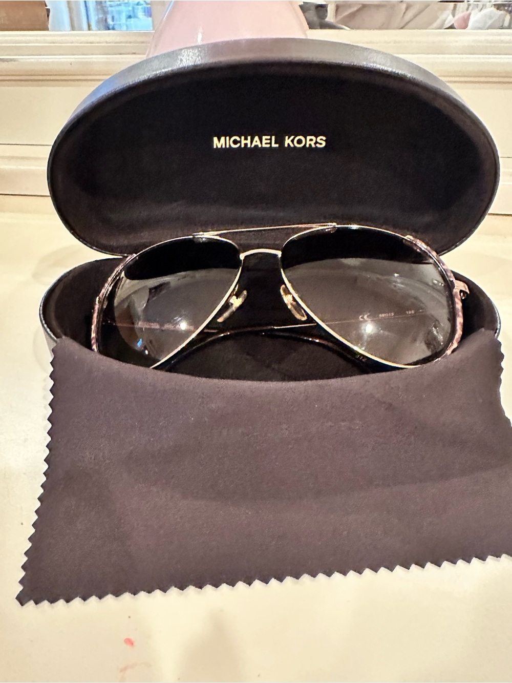 Michael Kors Sicily Aviator Sunglasses Rose Gold Tortoise Brown Gradient M2045S